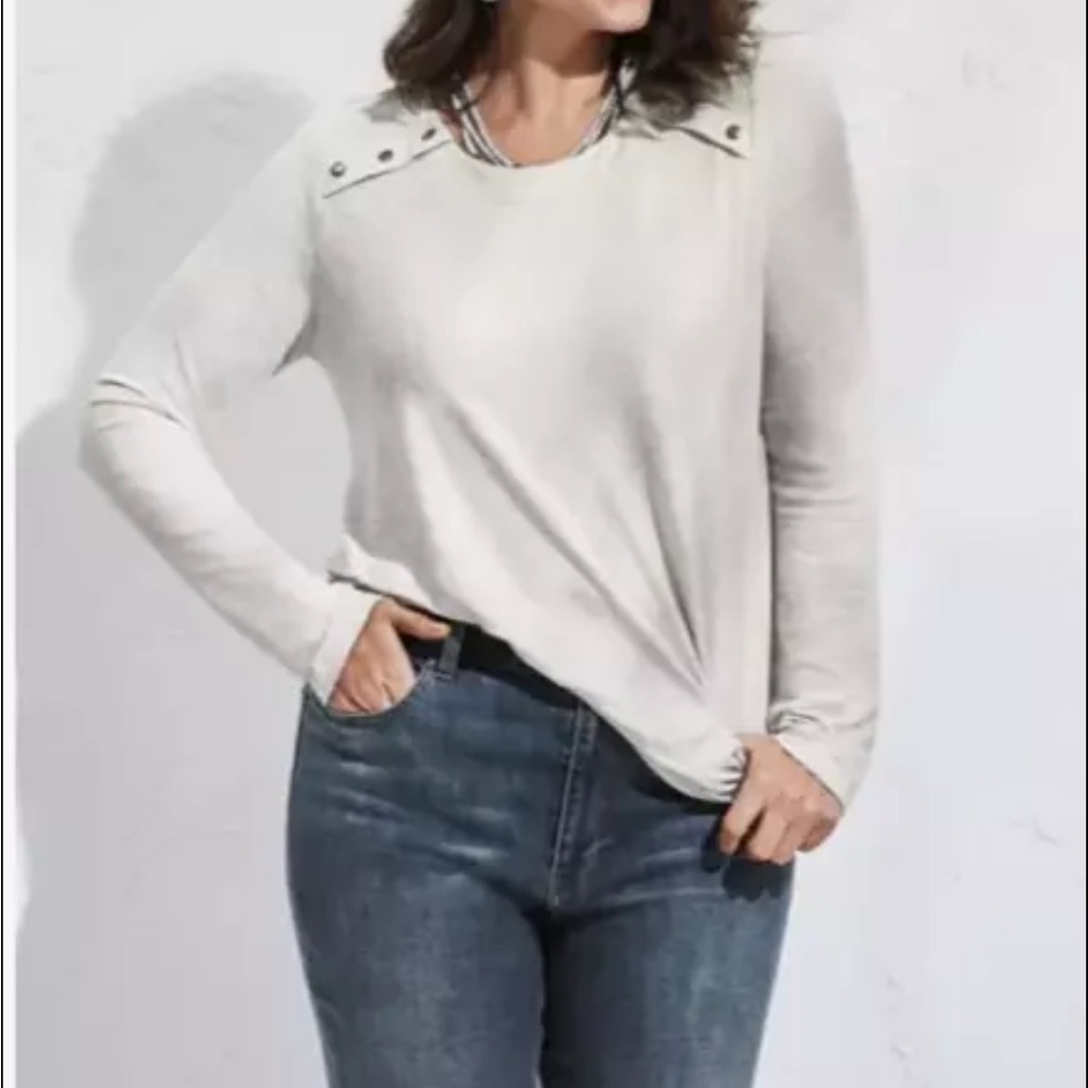 Cabi Snap Shoulder Sweatshirt #6119 Gray